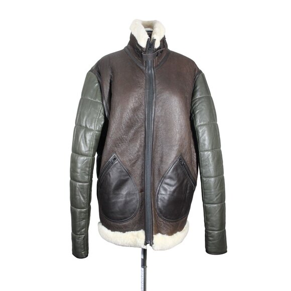Men's Brown and Green Bomber Jacket